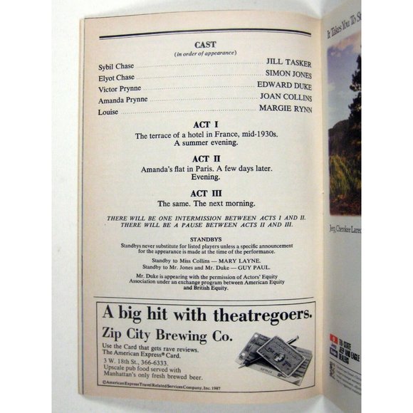 Private Lives Playbill Opening Night February 1992 Joan Collins Simon Jones - Picture 5 of 7